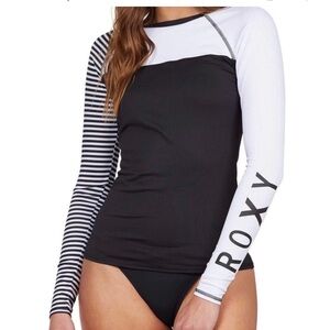 Roxy long sleeve rash guard blue white large